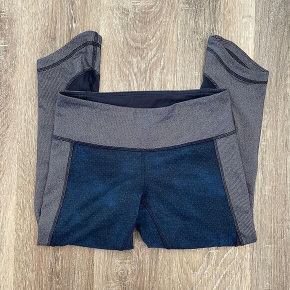 Lululemon Wunder Under Crop Legging Sashiko Cross Rugged Blue - Size: 6 - Picture 5 of 11